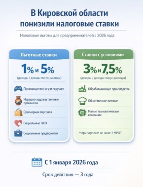 Пониженные налоговые ставки для предприятий на УСН ввели в Кировской области