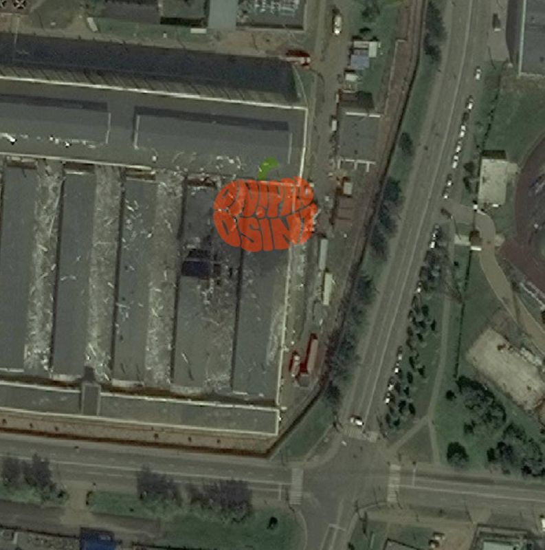 Спутниковый снимок последствий удара по предприятию "Авиатек" в Кирове Спутниковый снимок последствий удара по предприятию "Авиатек" в Кирове
