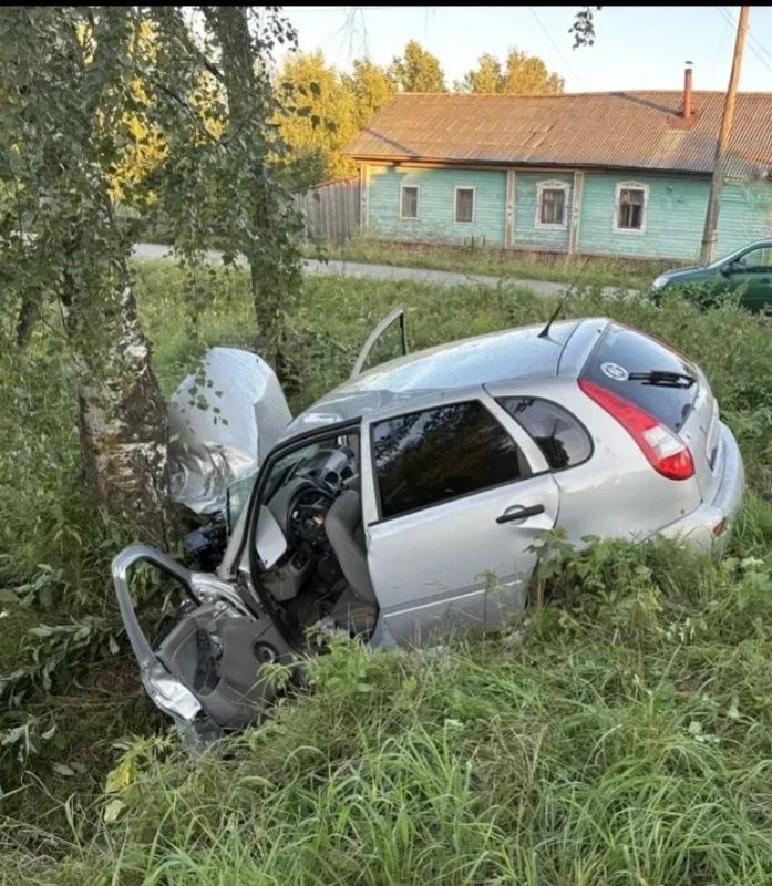 В Ленинском бесправник на «Калине» въехал в дерево