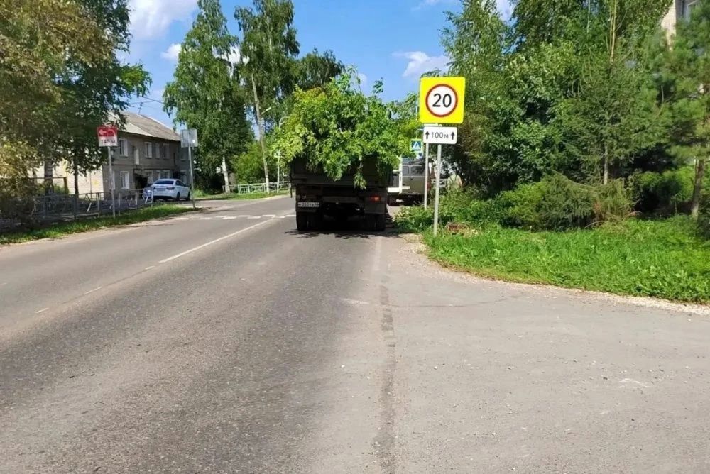 В Кирове обрезают поросль, загораживающую дорожные знаки
