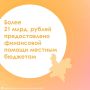 Более 21 млрд. рублей предоставлено финансовой помощи местным бюджетам