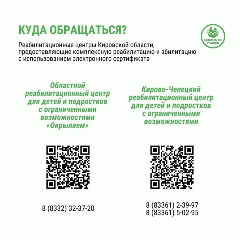 В Кировской области реализуется пилотный проект по комплексной реабилитации детей с инвалидностью с использованием электронного сертификата В Кировской области реализуется пилотный проект по комплексной реабилитации детей с инвалидностью с использованием электронного сертификата