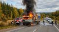 В Свечинском районе во время движения загорелся грузовик